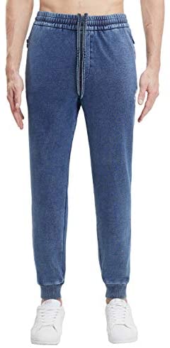 Extreme Pop - Pantalones de chándal de mezclilla con dobladillo inferior para hombre, marca británica XS-XXL