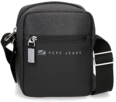 Pepe Jeans Jarvis Bolso bandolera pequeño negro 15x19,5x6cm Poliéster, Detalles de piel sintética