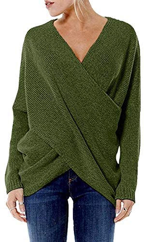 YOINS suéter de punto suéter de invierno para mujer con cuello en V suéter de manga larga camiseta básica suelta suéter cruzado camisa top suéter suéter mujer primavera y otoño