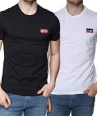 Levi's Pack de 2 camisetas estampadas con cuello redondo para hombre (paquete de 2)