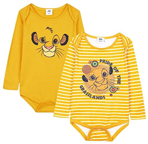 Body de bebé de manga larga Disney The Lion King Pack de 2, ropa de bebé Simba 100% algodón, regalos para bebés de 0 a 24 meses