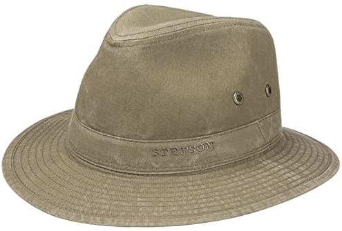 Stetson Traveler Men's Trampoline Hat - Sombrero Adventure de algodón con protección UV 40+ - Sombrero de exterior estilo vintage - Verano/Invierno -