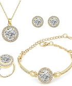 TOFBS Conjunto de joyas para mujeres y niñas, collar con colgante de circonita cúbica, pendientes, pulsera y anillo, conjunto de joyas