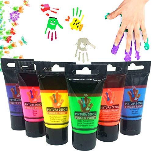 OCÉANO 6×30ml botella niños pintura con los dedos, pintura con los dedos, lavable no tóxico, color natural y pintura ecológica para niños