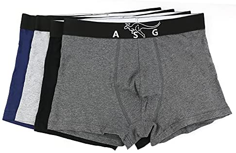 Calzoncillos bóxer ASG para hombre, 95 % algodón, con vendaje anti-oportunidad, paquete de 4, negro, azul marino, gris oscuro, gris claro