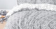 Bedsure funda nórdica cama 150/135cm gris - funda nórdica 230x220cm con 2 fundas de almohada 40x75cm 3 uds, microfibra muy suave con estampado de cuadros