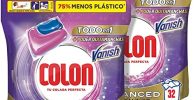 Colon Vanish Premium Detergente para Ropa con Quitamanchas para Ropa Blanca y de Color, Cápsulas - 2 Pack de 64 Dosis