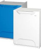Embalaje en caja de reciclaje de polipropileno azul y blanco WELLHOME 2 con depósito en el interior