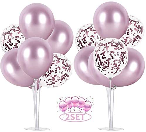 Soporte de mesa transparente,Globos Claros Soporte Holder con 16 Globos,para globos de fiesta de cumpleaños y decoración de boda Balloon oro
