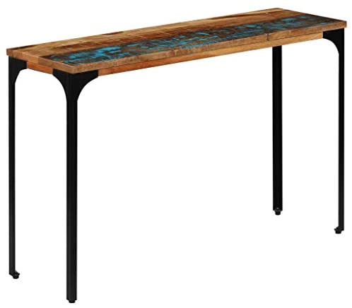 UnfadeMemory porche mesa porche mesa alta cocina mesa porche mueble auxiliar mesa comedor escritorio estructura acero madera maciza madera reciclada 120x35x76cm