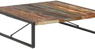 vidaXL mesa de centro lateral consola sala de estar mesa auxiliar teléfono té café sofá hogar sala de estar madera maciza reciclada 140x140x40 cm