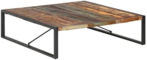 vidaXL mesa de centro lateral consola sala de estar mesa auxiliar teléfono té café sofá hogar sala de estar madera maciza reciclada 140x140x40 cm