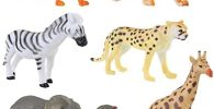 Afufu Juguetes de animales para niños, juego de 6 mini figuras de animales de plástico de la selva, juguetes de baño portátiles para bolsas de fiesta para niños pequeños, niños y niñas, premios