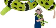 EcoBuddiez Sssnakes - Serpiente de cascabel verde Deluxebase. Peluche Serpiente 140 cm. Peluche grande y blandito hecho con botellas de plástico recicladas. El regalo ecológico perfecto para niños.