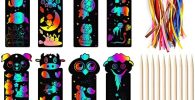 40 marcadores de arte originales para rascar, papel de marcador de arcoíris DIY de animales, forma creativa de dibujar hermosos patrones de arcoíris
