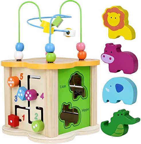 Cubos de actividades Juguetes para bebés Niños de 1 año Juguetes para bebés  5 en 1 de 6 a 12 meses Juguetes Montessori de 1 año con juguetes de  laberinto Cubos de