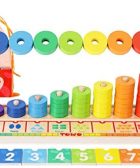 TOWO Anillos de apilamiento de madera - Juego educativo de apilamiento 45 anillos para aprender a contar - Juguetes educativos de matemáticas para niños de 3 años - Juegos educativos para niños