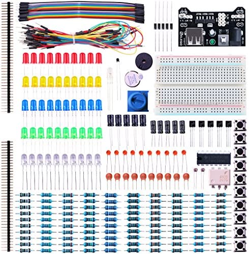 Buzzer Condensateurs ELEGOO Composants Électroniques Kit de Démarrage avec Potentiomètre de Précision pour Arduino UNO Mega 2560 Raspberry Pi 